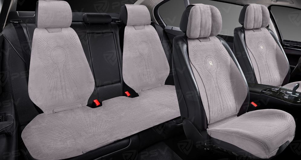 Накидки A001LK (Серый), комплект на весь салон, алькантара (НОВИНКА)