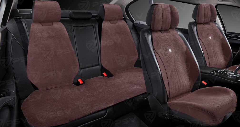 Накидки A001LK (Темно-Коричневый), комплект на весь салон, алькантара (НОВИНКА)