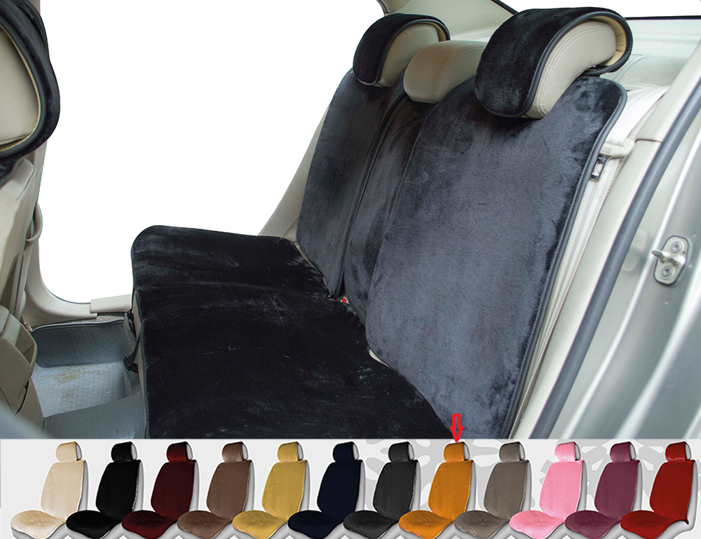 Накидки на сиденье комплект перед и зад. иск. мех «ALPACA PLUS» Черный 22168