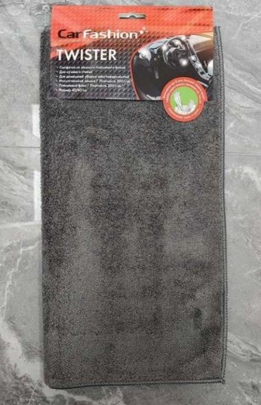 Салфетка из замши и плюшевого флиса «TWISTER» серый 40х40 см CARFASHION