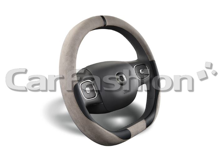 Оплётка на руль CARFASHION со скошенным низом «DRIVE» М серый/черный 31524