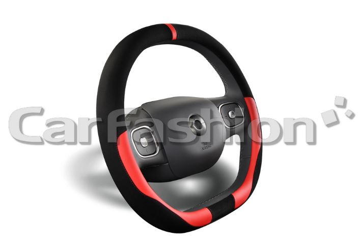 Оплётка на руль CARFASHION со скошенным низом «DRIVE» М черный/красный 31523