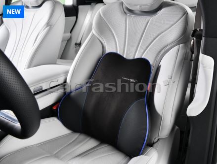 Подушка под поясницу замша/экокожа «VIBE» черный/черный/синий 41590