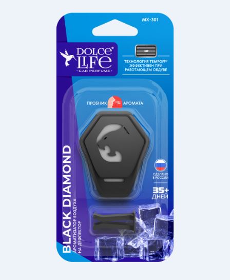Ароматизатор на дефлектор Dolce Life меловой Black diamond Ягуар черный MX-301  /1/12/