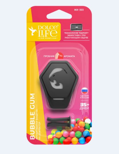 Ароматизатор на дефлектор Dolce Life меловой Bubble Gum Ягуар черный MX-303  /1/12/