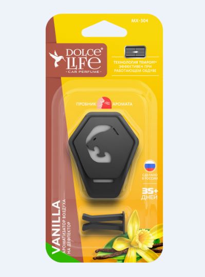 Ароматизатор на дефлектор Dolce Life меловой Vanilla Ягуар черный MX-304  /1/12/