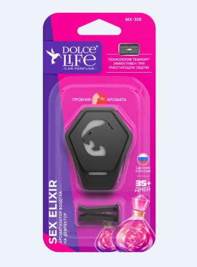 Ароматизатор на дефлектор Dolce Life меловой Sex elixire Ягуар черный MX-305  /1/12/