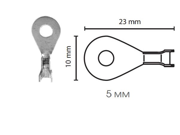 Наконечник 5,2 мм Латунь (под провод сечением 1,5-2,5мм²) луженная /100/1000/