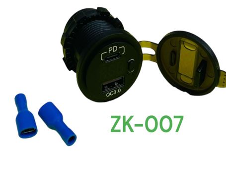 Разъем врезные в авто 12V-24V PD+вольтметр 3.0 ZK-007 /1/500/