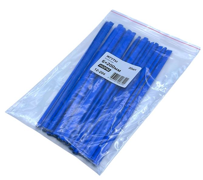 Жгуты 12-204 адгезивные (Черные) 200×6мм (20 шт.)