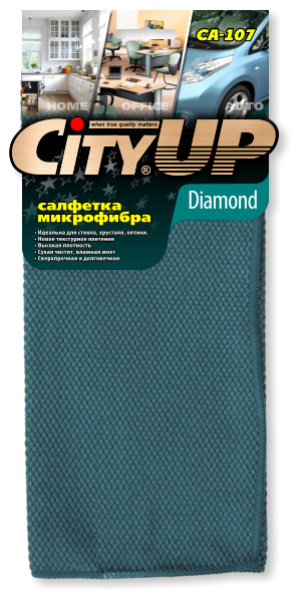 Салфетка микрофибра для стекла Diamond 35*40 City UP CA-107 /1/200/