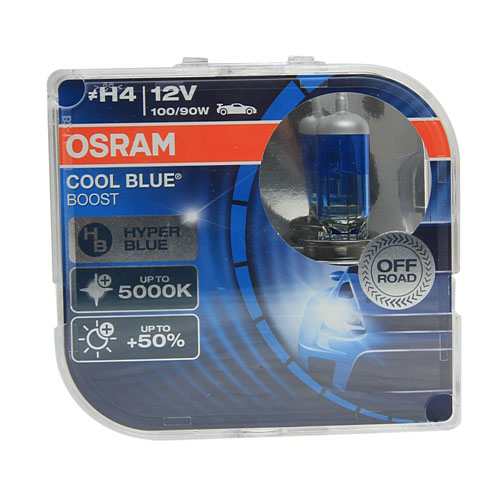 Автолампа H4 (100/90) P43t +50% COOL BLUE BOOST 5000K (евробокс, 2шт 12V OSRAM /1/10