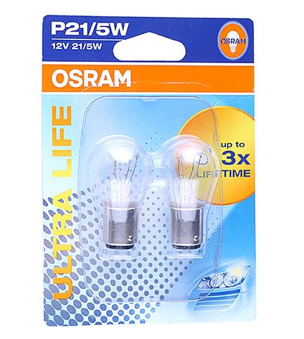 Автолампа P21/5W (BAY15d) ULTRA LIFE (блистер, 2шт) 12V OSRAM /1/10