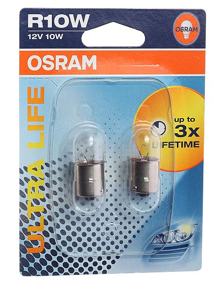 Автолампа R10W (BA15s) ULTRA LIFE (блистер, 2шт) 12V OSRAM /1/10