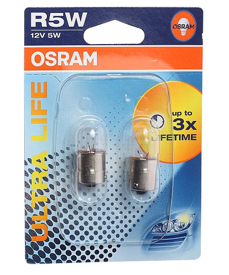 Автолампа R5W (BA15s) ULTRA LIFE 12V (блистер, 2шт) OSRAM /1/10/50