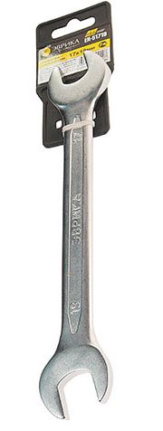 Ключ рожковый 17x19мм (Chrome vanadium) на держателе  PRO ЭВРИКА