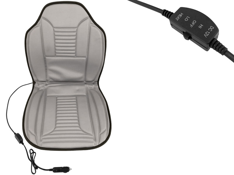 Накидка на сиденье с подогревом 1000 х 500 мм со спинкой, регулятором, серая Dollex NSP-101 /1/20/