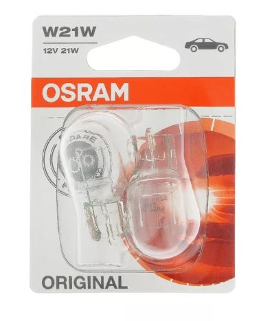 Автолампа W21W (W3*16d) (блистер, 2шт) 12V OSRAM /10/50