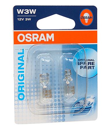 Автолампа W3W (W2.1*9.5d) (блистер, 2шт) 12V OSRAM /1/10