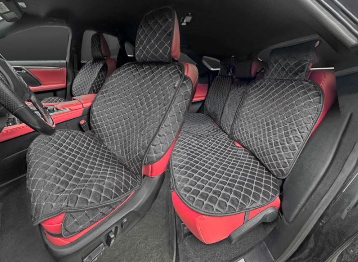 Накидки 2D PSV Zvezda Next (Черный/Отстрочка белая), комплект на весь салон, велюр