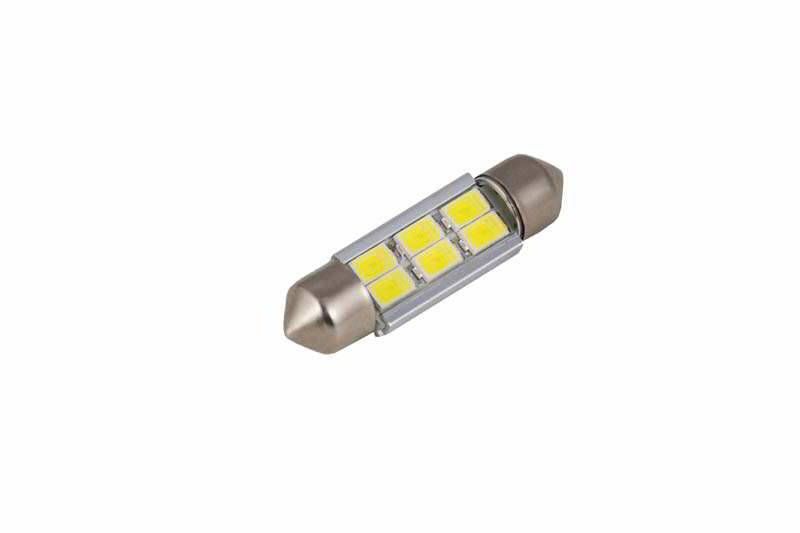 Автолампа T11x39 S8,5 Маяк Led 12V 6SMD (5730) SUPER WHITE (2шт.) A-37