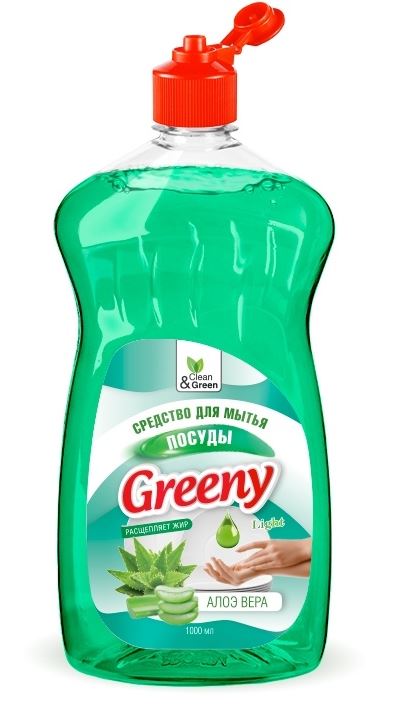 Средство для мытья посуды "Greeny" Light 1000 мл. Алоэ вера Clean&Green CG8156