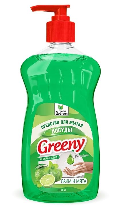 Средство для мытья посуды "Greeny" Premium с дозатором 1000 мл. Clean&Green CG8140