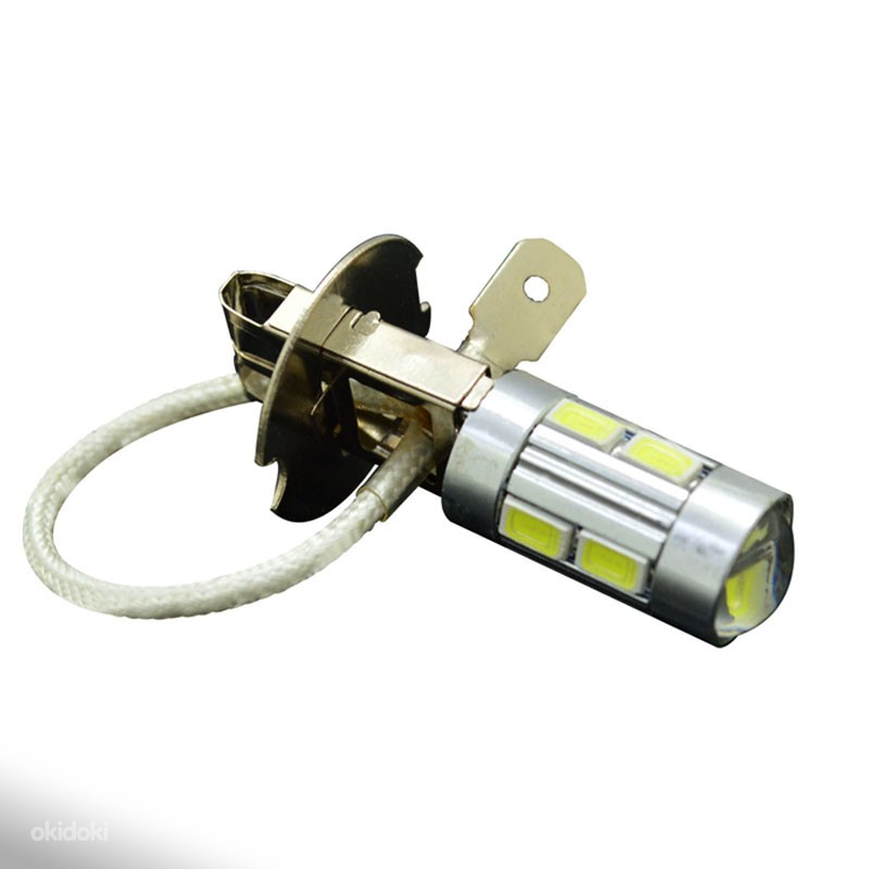 Автолампа Н3 Маяк Led 12V 10SMD (5630) 5 W Pк22s WHITE LENS 360°A-12