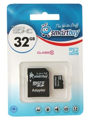Карта памяти  MicroSD 32GB  Smart Buy Сlass 10 +SD адаптер