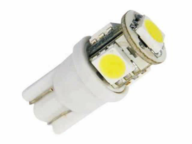 Автолампа T10 W2,1x9,5D Маяк Led 12V 5SMD (5050) WHITE  (габарит, повторитель поворота)