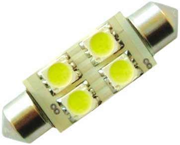 Автолампа T11x31 S8,5 Маяк Led 12V 4SMD (3,5x2,8) WHITE (салон, номерн. знак)