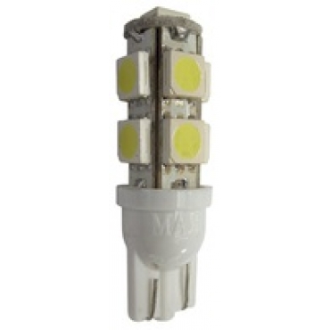 Автолампа T10 W2,1x9,5D Маяк Led 24V 10SMD (5730) WHITE (блистер, 2 шт) (габарит, повторитель поворо