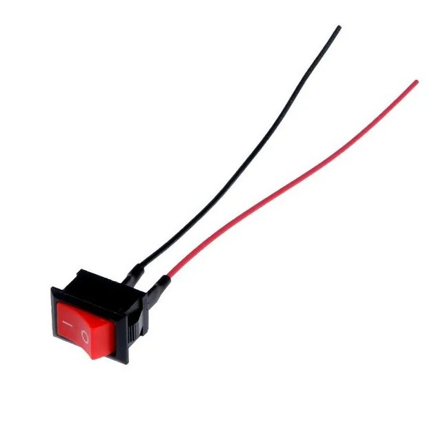 Выключатель клавишный квадратный с фиксацией "Red" (2-х контактный, с проводом)