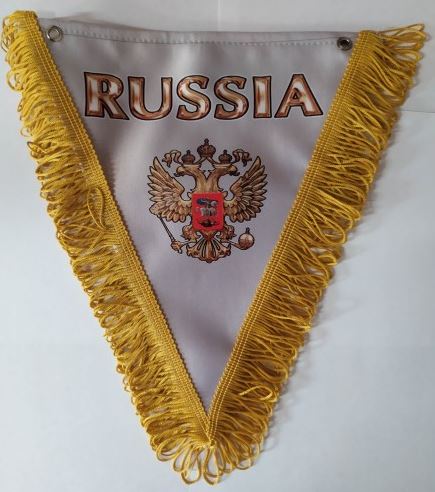 Вымпел "RUSSIA-флаги девушки" (20х26 см) серый фон
