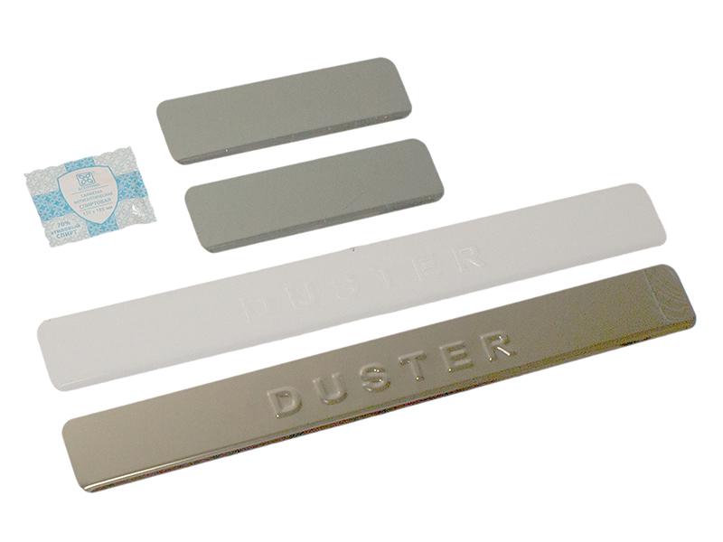 Накладки внутренних порогов RENAULT Duster,NPS-065 штамп 'DUSTER' (нерж. сталь) (к-т 4 шт.)