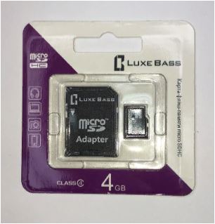 Карта памяти  4Gb micro SDHC, с адаптером Luxe Bass