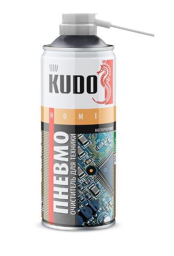 Пневмоочиститель для техники KUDO "Сжатый воздух" (520 мл.) негорючий (фреон) (KU-H451)