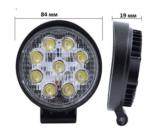 Фонарь светодиодный  G0006-mini (9LED 7,5W)  круглый тонкий (12/24W) 84*84*19MM