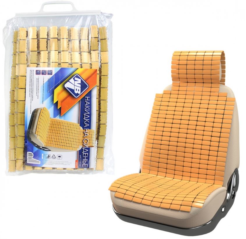 Накидка на сиденье Nova Bright с подголовником бамбуковые плоские пластины 110х41см 47821