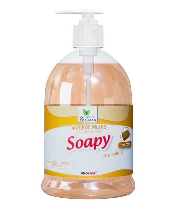 Жидкое мыло "Soapy" хозяйственное с дозатором 500 мл. Clean&Green CG8065