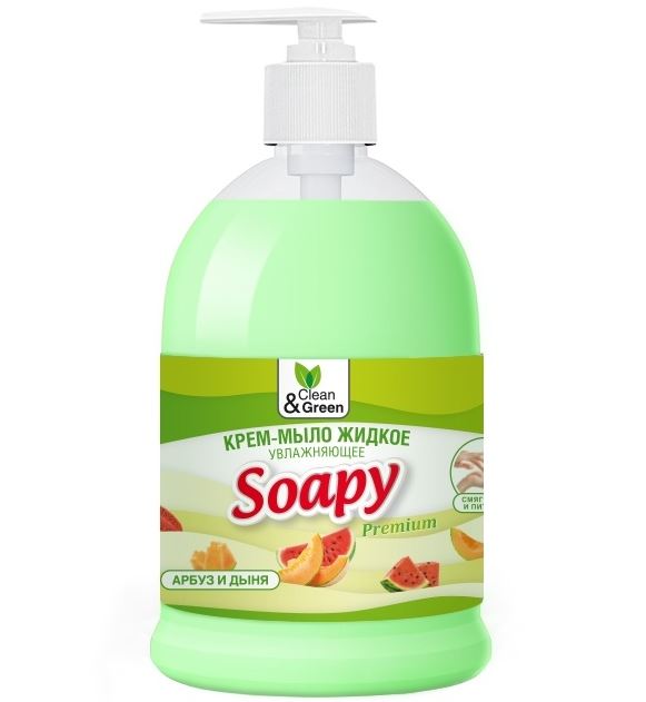 Крем-мыло жидкое "Soapy" арбуз и дыня увлажняющее с дозатором 500 мл. Clean&Green CG8112