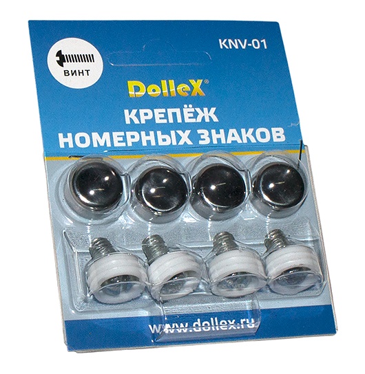 Болты номера винт с заглушкой-колпачком хром (к-т 4 шт.) DolleX KNV-01
