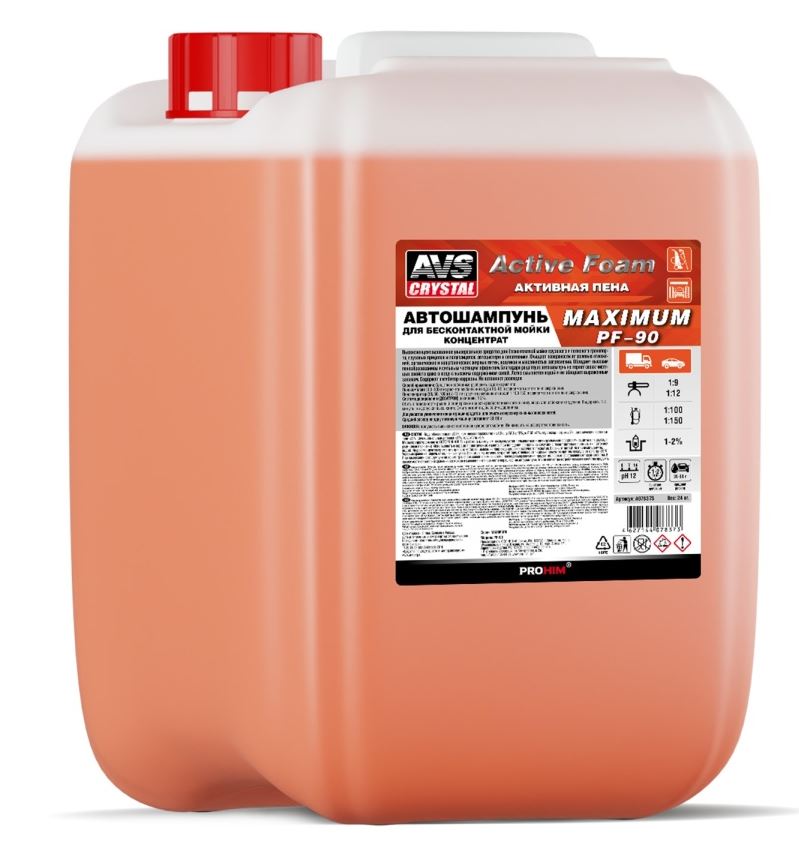 Автошампунь для б/к мойки AVS "Active Foam" 1:9-12 PF-90 MAXIMUM 24 кг, шт