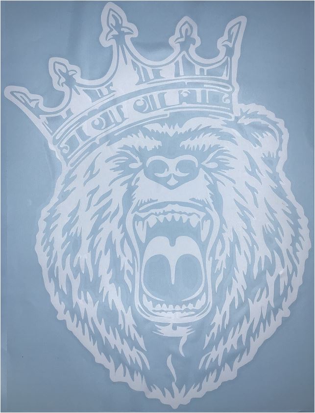 Наклейка (вырезанная) "Медведь (корона) №2" (25х33 см) белый, шт.
