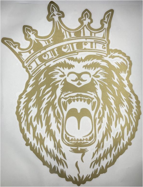 Наклейка (вырезанная) "Медведь (корона) №2" (16х12,5 см) золото, шт.