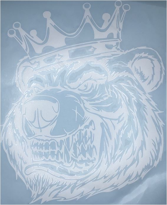 Наклейка (вырезанная) "Медведь (корона)" (25х30 см) белый, шт.