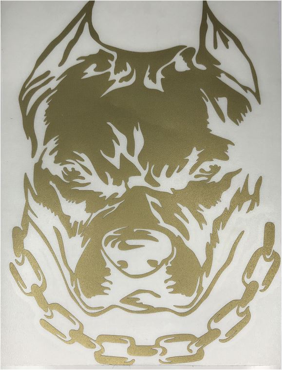 Наклейка (вырезанная) "Pitbull (цепь)" (20х14,5 см) золото, шт.