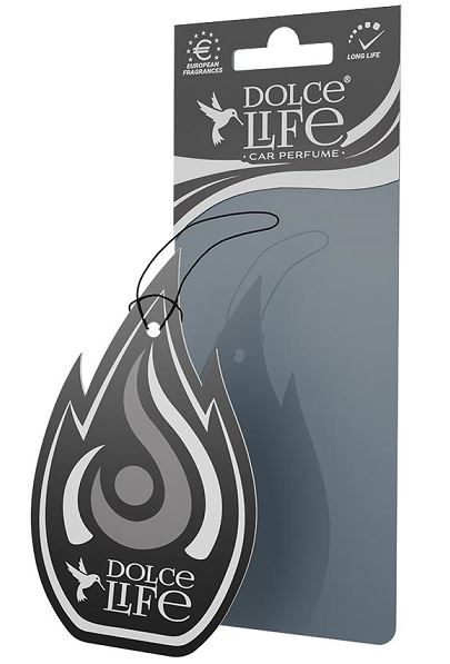 Ароматизатор подвесной картонный Dolce Life "Flame" с пробником аромата Черный Лед /1/50/
