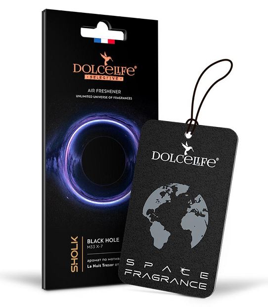 Ароматизатор подвесной картонный Dolce Life с пробником аромата ШЁЛК / Shelk аналог Tresor La Nuit /