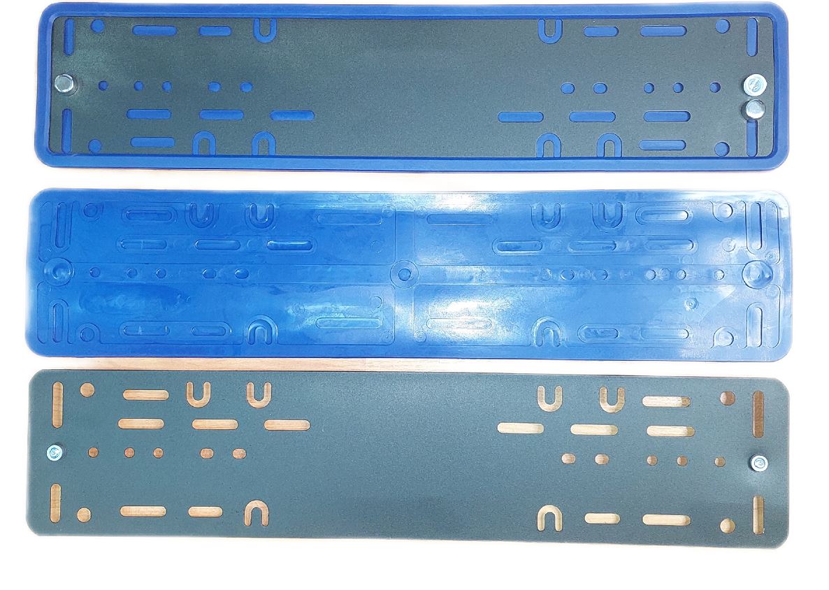 Рамка номера силиконовая с мет.адаптером + болты номера Синяя 1шт